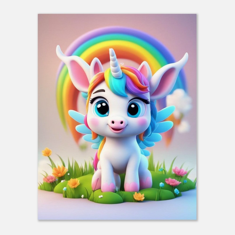 Adorable Baby Unicorn Poster | Whimsical Kids Wall Art | Premium Matte Print