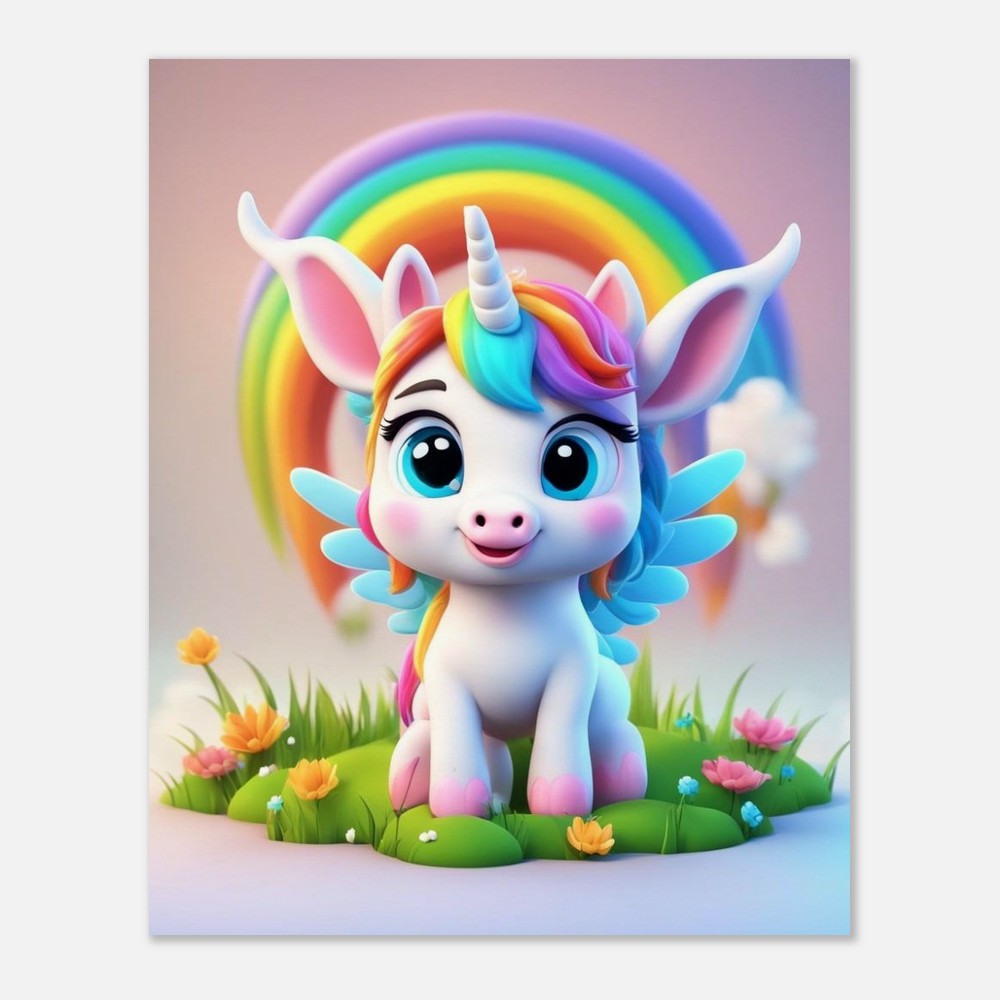 Adorable Baby Unicorn Poster | Whimsical Kids Wall Art | Premium Matte Print