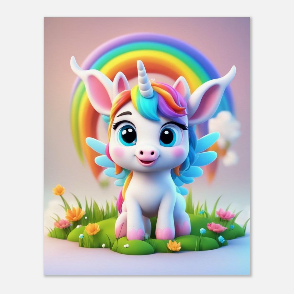 Adorable Baby Unicorn Poster | Whimsical Kids Wall Art | Premium Matte Print