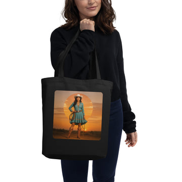 California Cowgirl Chic Organic Cotton Tote Bag - Sunset Western Fashion Eco-Friendly Shopper