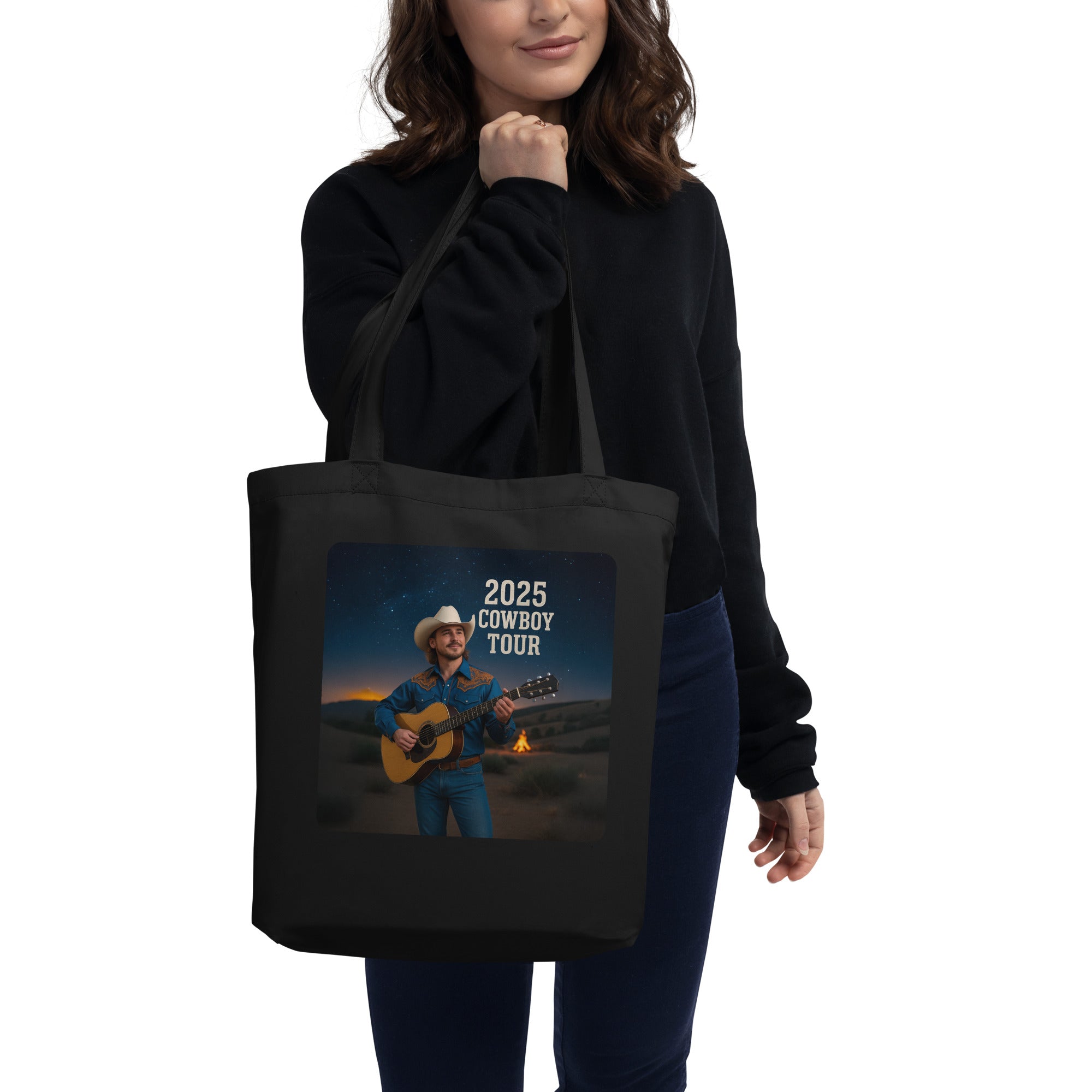 2025 Cowboy Tour Organic Cotton Tote Bag - Country Music Concert Eco-Friendly Shopper