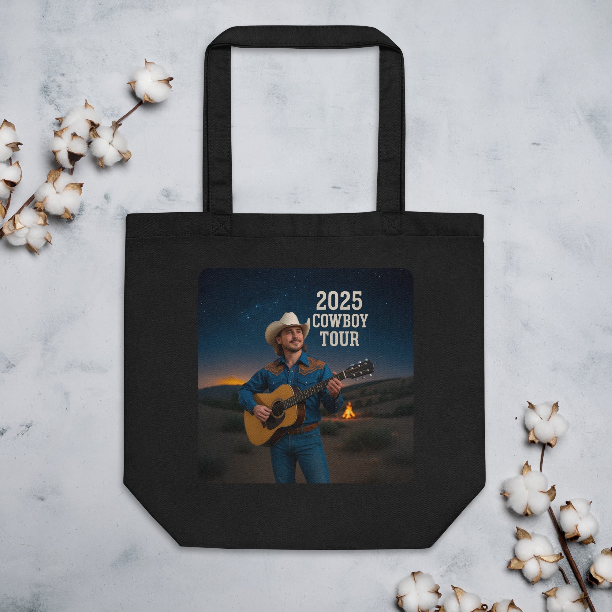 2025 Cowboy Tour Organic Cotton Tote Bag - Country Music Concert Eco-Friendly Shopper