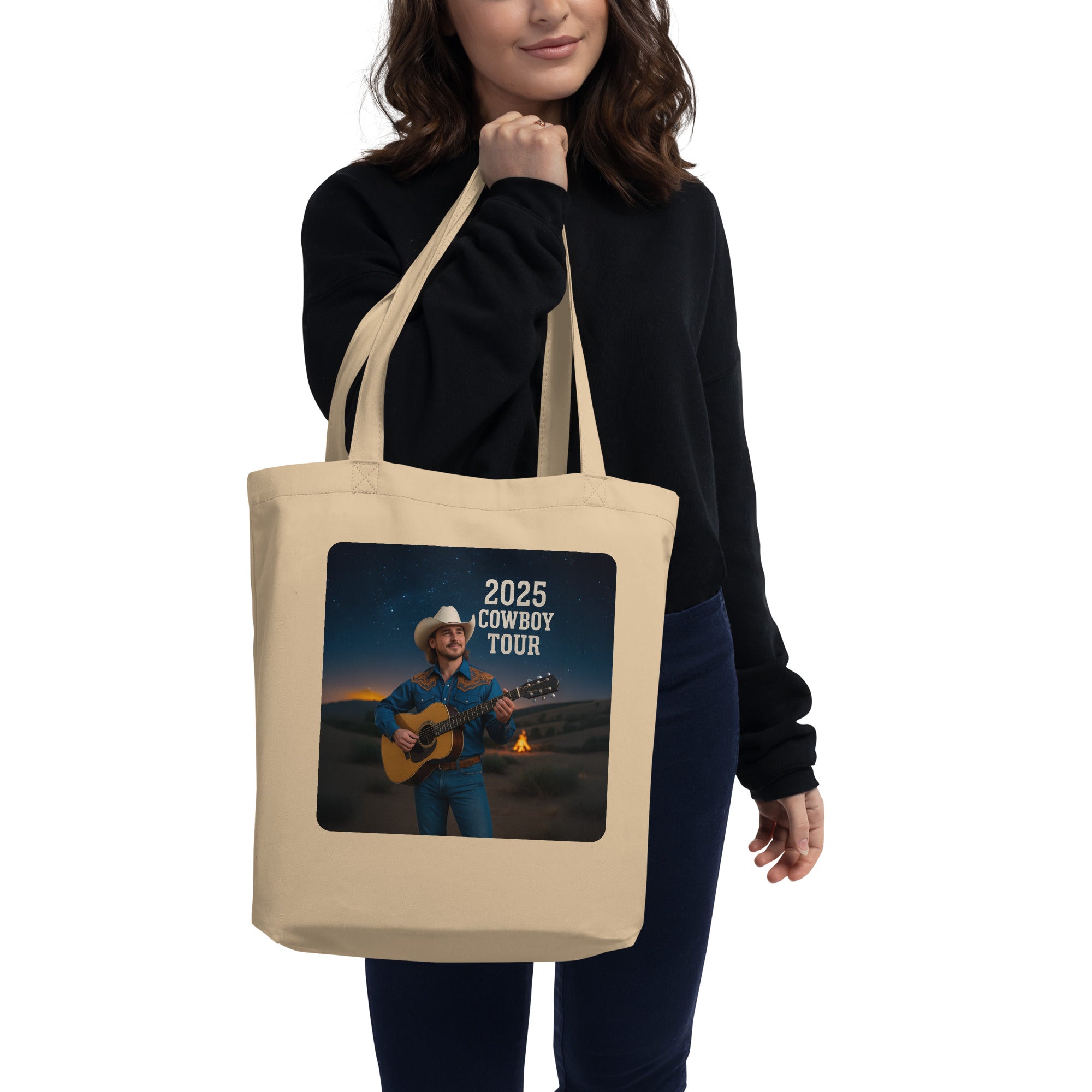 2025 Cowboy Tour Organic Cotton Tote Bag - Country Music Concert Eco-Friendly Shopper